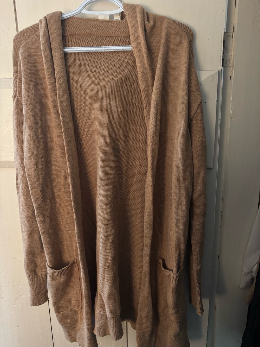 GAP Open-Front Hooded Cardigan in Camel Brown